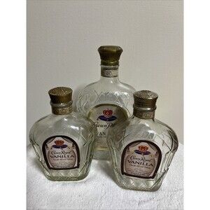 Empty Crown Royal Vanilla Whiskey Bottles 750ML & 375ML Craft Decor Collectible